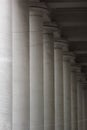 Brutal columns rhythm in foggy day. Royalty Free Stock Photo