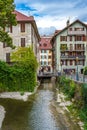 Beautiful urban scenery with colorful buildings in the old town of Annecy, Haute Savoie, France