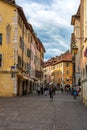 Beautiful urban scenery with colorful buildings in the old town of Annecy, Haute Savoie, France