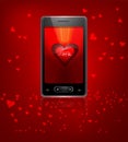 Beautiful Valentine Cell Phone reflection colorful with hearts