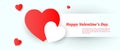 Beautiful valentine`s day background with red and white hearts