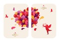 Beautiful Valentine's Day Cards design with abstract heart, Cupid and birds.