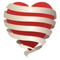 Beautiful romantic heart wrapped in a flowing banner, perfect for love, romance, Valentines day, etc, vector illustration