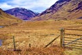 Beautiful valley with gate near Loch Achtriochtan, Glencoe Royalty Free Stock Photo