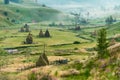 Beautiful valley with lots of haystacks