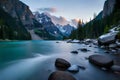 Beautiful valley river rapids mountains sky landscape background