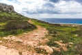 Beautiful valley by the sea. Trail leading along the coast. Seascape in Cyprus Ayia Napa Royalty Free Stock Photo