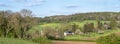 beautiful valley of slenaken in spring under blue sky with blossoming trees Royalty Free Stock Photo