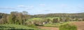 beautiful valley of slenaken in spring under blue sky with blossoming trees Royalty Free Stock Photo