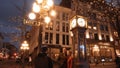 Beautiful Vancouver Gastown at night - the historic district of the city - VANCOUVER, CANADA - APRIL 11, 2017