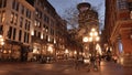 Beautiful Vancouver Gastown at night - the historic district of the city - VANCOUVER, CANADA - APRIL 11, 2017