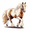 Beautiful Vanner Draft Horses Clip Art With Long Manes And Tails