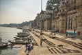 Beautiful Varanasi ghat on the banks of Ganges / Ganga river in India. As the name suggests,