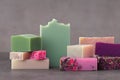 Beautiful variety of luxury handmade soaps, different scents Royalty Free Stock Photo