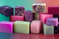 Beautiful variety of luxury handmade soaps, different scents Royalty Free Stock Photo