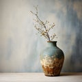 A beautiful vase and rustic wall