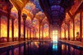 Beautiful vast fantasy Renaissance Palace Courtyard. AI created a digital art illustration