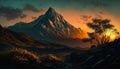 Beautiful vast mountain sunrise scenery