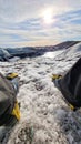 Beautiful Vatnajokull ice mass with blocks