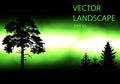 Beautiful Vector Afterglow Taiga Landscape Royalty Free Stock Photo