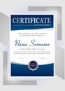 Beautiful vector blue and silver certificate template Royalty Free Stock Photo