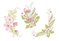 Beautiful vector bouquets, wild flowers. Compositions for wedding decor, spring pastel color