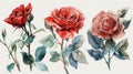 Beautiful vector card with watercolor roses. Hand-drawn illustration. Generative AI Royalty Free Stock Photo