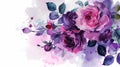 Beautiful vector card with watercolor roses. Hand-drawn illustration. Generative AI Royalty Free Stock Photo