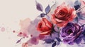 Beautiful vector card with watercolor roses. Hand-drawn illustration. Generative AI Royalty Free Stock Photo