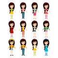 Beautiful vector cartoon fashion girl cloth constructor.