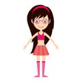 Beautiful vector cartoon fashion girl.