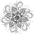 Beautiful vector floral black and white ornament.