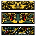 Beautiful vector floral khokhloma patterns. Floral background.