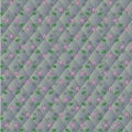 Beautiful Vector Floral Pattern: Pink And Green Leaves, Black Spirals On A Geometric Texture: A Background Of Gray Rhombuses.