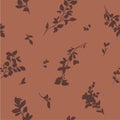 Beautiful vector floral seamless pattern with hand drawn shadow plant branches with leaves silhouette. Stock
