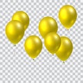 Beautiful vector golden realistic flying party balloons Royalty Free Stock Photo