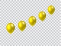 Beautiful vector growth chart in shape of golden realistic party balloons flying up Royalty Free Stock Photo