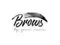Beautiful vector hand drawing eyebrows for the logo of the master on the eyebrows. Business card template. Royalty Free Stock Photo