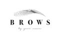 Beautiful vector hand drawing eyebrows for the logo of the master on the eyebrows. Business card template. Royalty Free Stock Photo