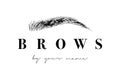 Beautiful vector hand drawing eyebrows for the logo of the master on the eyebrows. Business card template. Royalty Free Stock Photo
