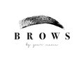 Beautiful vector hand drawing eyebrows for the logo of the master on the eyebrows. Business card template. Royalty Free Stock Photo