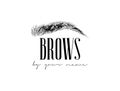 Beautiful vector hand drawing eyebrows for the logo of the master on the eyebrows. Business card template. Royalty Free Stock Photo