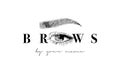 Beautiful vector hand drawing eyebrows for the logo of the master on the eyebrows. Business card template.