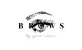 Beautiful vector hand drawing eyebrows for the logo of the master on the eyebrows. Business card template. Royalty Free Stock Photo