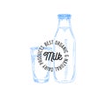 Beautiful vector hand drawn dairy logo.