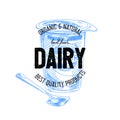 Beautiful vector hand drawn dairy logo.