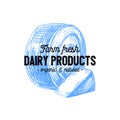 Beautiful vector hand drawn dairy logo.