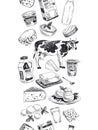 Beautiful vector hand drawn dairy products Illustration. Royalty Free Stock Photo