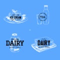 Beautiful vector hand drawn dairy products logos. Royalty Free Stock Photo