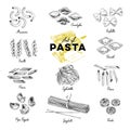 Beautiful vector hand drawn pasta Illustration.
